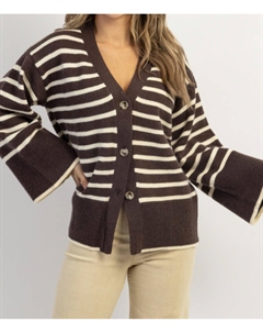 Кардиган Presley Stripe Bell в цвете Espresso Crescent