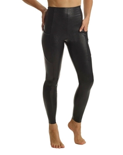 Леггинсы из искусственной кожи с карманами черного цвета Commando