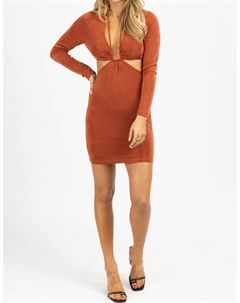 Мини-платье с длинными рукавами и открытой боковой частью на осень, цвет autumn Endless blu.