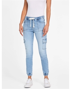 Джинсовые брюки-джоггеры Eco Luna средней посадки Cargo, цвет light wash Guess factory