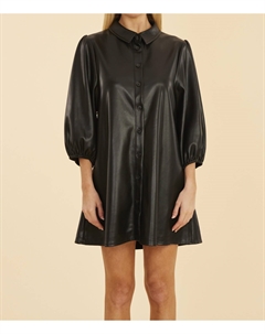 Платье-туника из веганской кожи черного цвета Dolce cabo