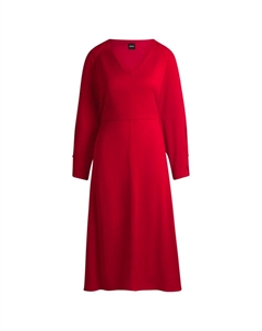 Платье с V-образным вырезом и манжетами на пуговицах, красный Boss