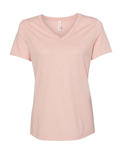 Женская свободная футболка Heather CVC с V-образным вырезом, цвет heather peach Bella+canvas