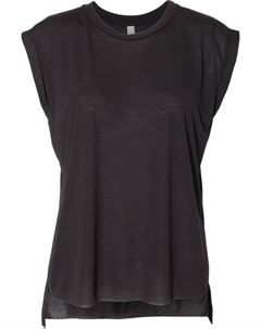 Женская футболка Flowy с подвернутыми манжетами, черный Bella+canvas