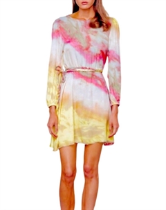 Платье Гилмор в розово-цитронном цвете с узором «тай-дай» Sundays