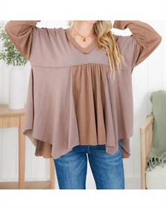 Длинный рукав, V-образный вырез, туника, цвет Dusty Rose Andree by unit