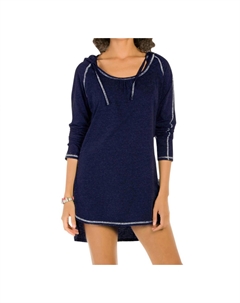 Туника с длинными рукавами и капюшоном темно-синего цвета Eco swim