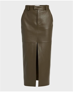 Юбка миди из кожи Lula, оливковый Armarium
