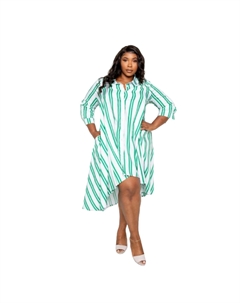 Платье-рубашка в полоску, зеленый Fashnzfab