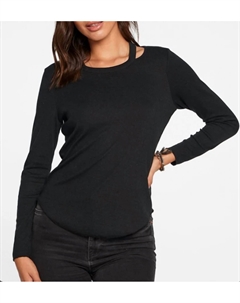 Футболка с длинным рукавом и разрезом на плече, цвет True Black Chaser