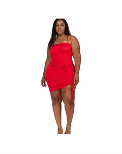 Пышное мини-платье с регулируемыми деталями и рюшами, красный Fashnzfab