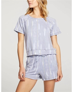 Льняной французский терри S/S реглан топ с принтом икат, цвет ikat print Chaser