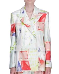 Двубортный пиджак с принтом в разноцветном цвете, цвет multi Ermanno scervino