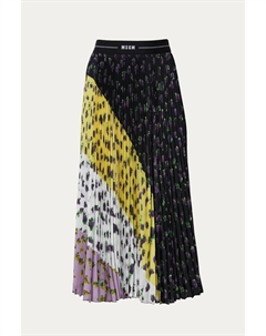Юбка-плиссе с логотипом на талии черного/желтого/белого цвета Msgm