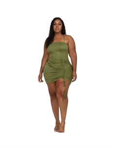 Пышное мини-платье с регулируемыми деталями и рюшами, цвет olive branch Fashnzfab