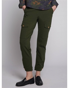 Брюки-карго зеленого цвета, эластичный трикотаж, цвет оливковый Vilagallo