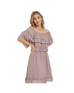 Платье с открытыми плечами и оборками, цвет dark mauve Fashnzfab