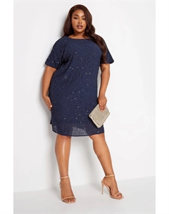 Украшенное платье прямого кроя, синий Yours