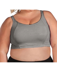 Спортивный бюстгальтер большого размера с двумя слоями, светло-серого цвета On the plus side