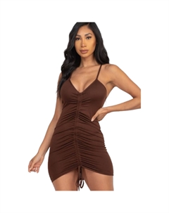 Мини-платье с регулируемой отделкой спереди, цвет coffee Fashnzfab