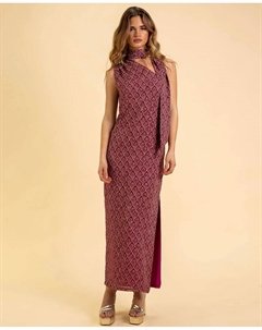 Длинное асимметричное платье с бантом, красный The-are