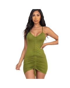 Мини-платье с регулируемой отделкой спереди, цвет olive branch Fashnzfab