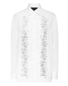 Рубашка Хрустальный Череп с Кристаллами, белый Philipp plein