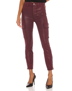 Узкие брюки-карго с имитацией передних карманов цвета мерло с покрытием, цвет merlot coated 7 for all mankind