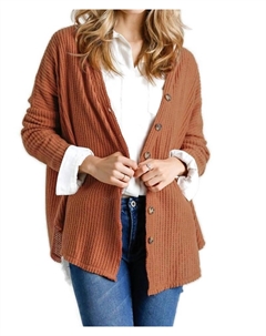 Кардиган вафельной вязки цвета имбиря, цвет ginger Umgee