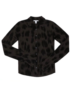 Женская рубашка с акварельным леопардовым принтом в цвете умбра Autumn cashmere