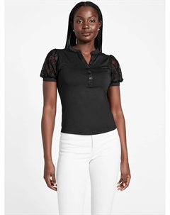 Топ с кружевными рукавами Stacy, черный Guess factory