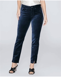 Брюки Cindy Twisted Seam из бархата глубокого синего цвета Paige