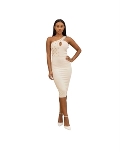 Модное платье с люверсами и заклепками, бежевый Fashnzfab