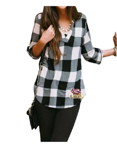 Туника в клетку Lsu черного/белого цвета Gameday couture