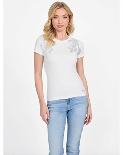 Футболка Julianne с цветочным принтом и стразами, цвет pure white Guess factory