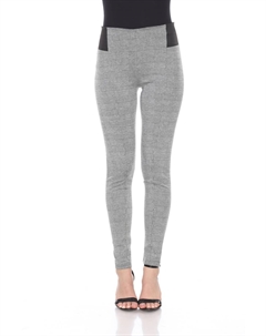 Женские жаккардовые узкие брюки серого цвета в квадратную клетку White mark