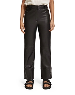 Прямые кожаные брюки черного цвета Scotch&soda