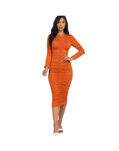 Платье миди с длинными рукавами и сборками, цвет mango Fashnzfab