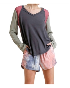 Топ с необработанными краями и цветными блоками, цвет Ash Umgee