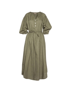 Платье макси с поясом и разрезом на шее, оливкового цвета Lilla p