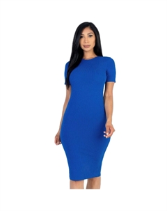 Платье-миди в рубчик с облегающим эффектом, цвет royal Fashnzfab