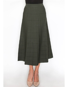 Трикотажная юбка-трапеция в сетку оливкового цвета Yal new york