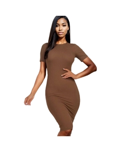 Платье-миди в рубчик с облегающим эффектом, цвет downtown brown Fashnzfab