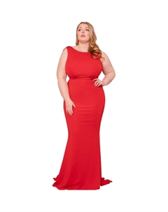 Платье макси размера плюс с драпировкой и оборками, красный Fashnzfab