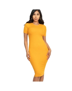 Платье-миди в рубчик с облегающим эффектом, золотой Fashnzfab