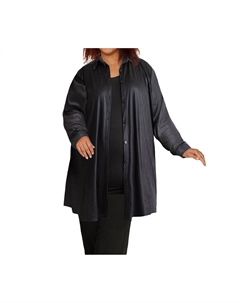 Длинный рукав Rodie Oversize Туника на пуговицах - Большой размер в цвете металлик черный On the plus side