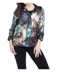 Куртка-дождевик с капюшоном и акварелью черного цвета Multi Angel