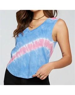 Винтажная укороченная майка-рубашка Henley Shirttail в цвете Eclipse Tie Dye Chaser