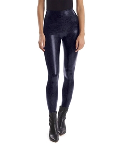 Леггинсы из искусственной кожи с анималистичным принтом в темно-синем цвете со змеиным принтом Commando