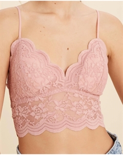 Очаровательный бюстгальтер-бралетт из кружева с фестонами в лиловом цвете Wishlist